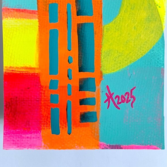 Intersectionality7 Original Acrylic Painting 8x10in Mat Frame Ready Squeegee Art - Picture 6 of 8